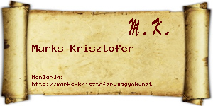 Marks Krisztofer névjegykártya